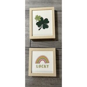 NEW St Patrick's Day Irish Signs Rainbow Happy Go Lucky NEW Set of 2